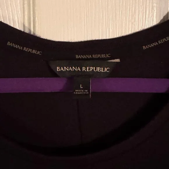 Banana Republic Black Stretch Knit Long Sleeve Top Size L NWOT - Picture 2 of 8